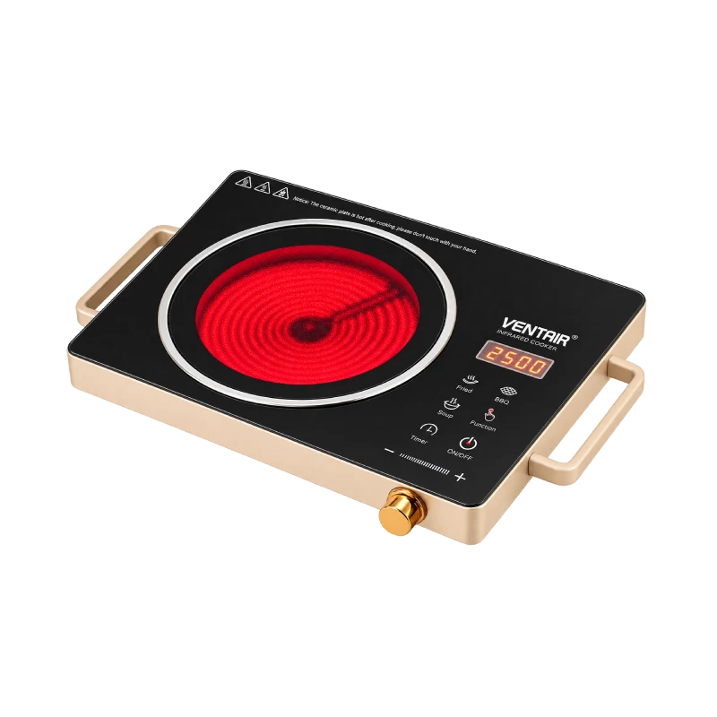 TEJ-3500 INFRARED COOKTOP BLACK CRYSTAL GLASS TOP PLATE, DIGITAL DISPLAY & SENSOR TOUCH CONTROLS